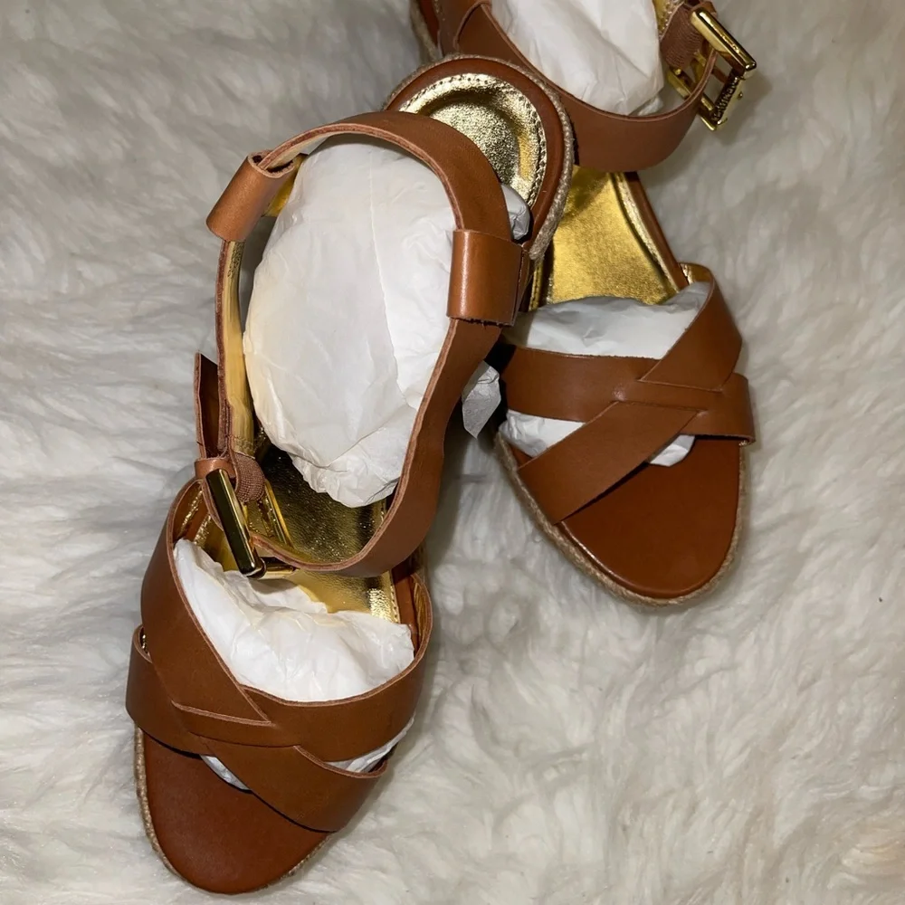 NEW❗️Lauren Ralph Lauren - Roberta Espadrilles Sandals - polo tan Wedge size 9.5 - Picture 6 of 12